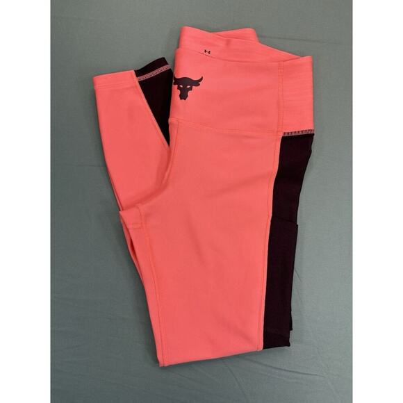 Under Armour Project Rock Women's Leggings Size Medium - Coral/Maroon - Picture 4 of 7